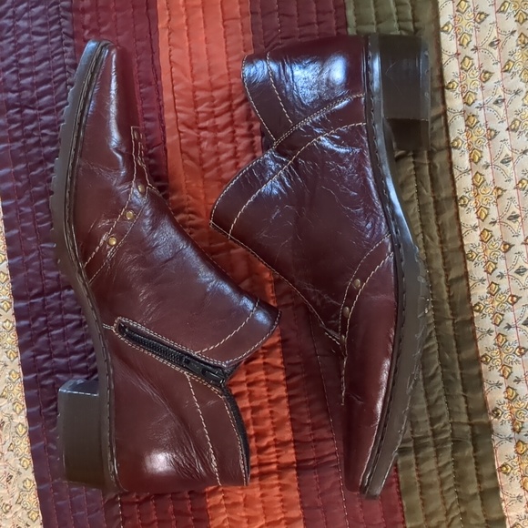 RIEKER* Brown leather studded side zip cowboy style square toe shoe/bootie 39 - Picture 6 of 16